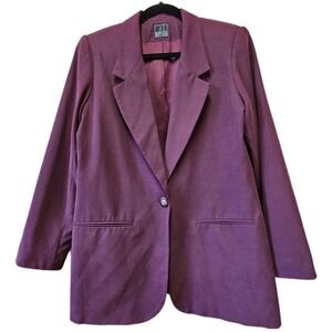 Vintage 90s Mark Alan Women's Burgundy Single Button Notched Lapel Blazer Size 8